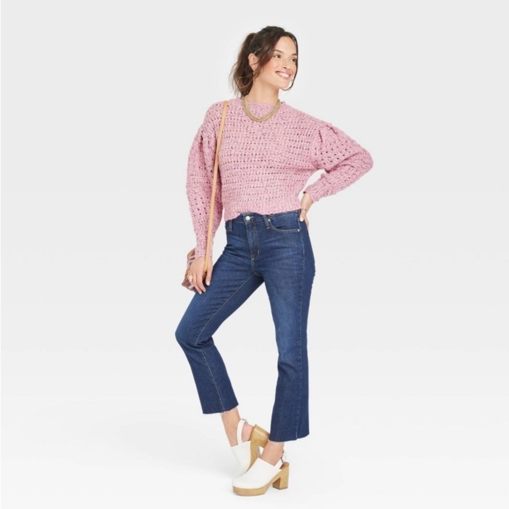 Universal thread pink pullover open weave sweater nwt